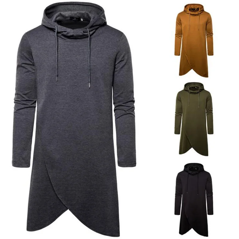 

2019 New Fashion Solid Color Hoodies Men's Clothes Medium Length Sweatshirts Men Hip Hop Streetwear Hoodie Clothing