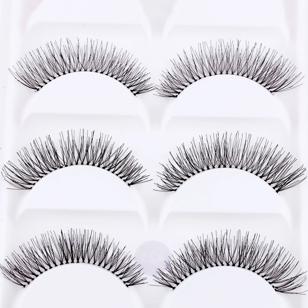 

HEALLOR 5 Pairs Handmade Women Lady Black Natural Long Sparse Cross Eye Lashes Extension Long False Eyelashes Makeup Tools