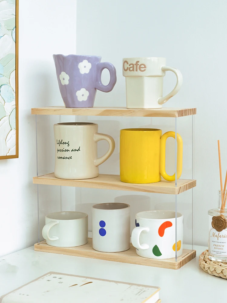 

Mug Storage Shelf Storage Kitchen Thickened Tea Cup Rack Sturdy Cabinet Desktop Organizer Home Living Room Wine Glass Cup Rack