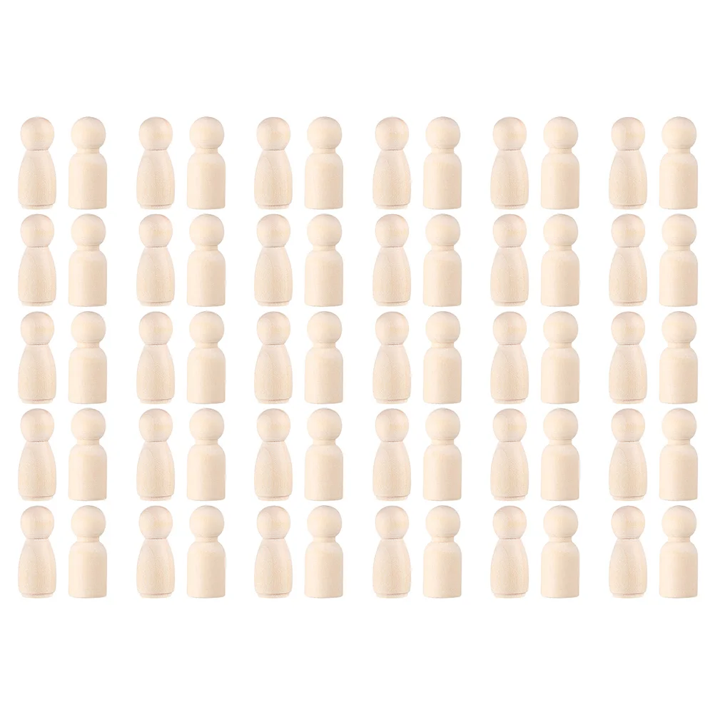 

60pcs Unfinished Bodies Unfinished Craft Personalized Peg Dolls Unpainted Drawing DIY Graffiti Peg Dolls