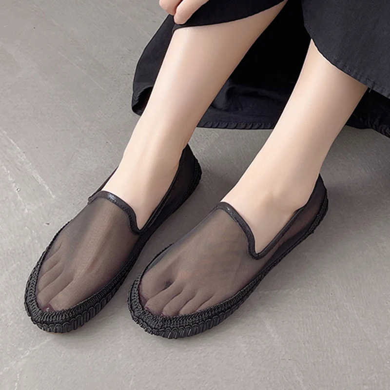 

Lucyever Breathable Mesh Flat Shoes for Women 2022 Summer Comfort Soft Sole Casual Shoes Woman Slip on Platform Loafers Female