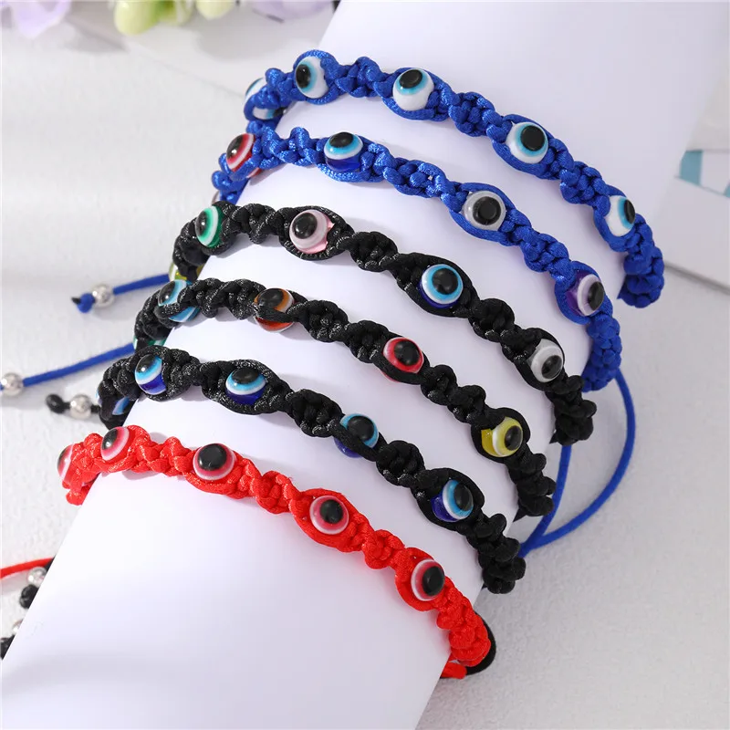 

New Lucky Devil's Evil Eye Braided Rope Bracelet for Women Fashion Charm Handmade Knitted String Bracelets Friendship Jewelry