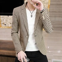 mens blazer autumn winter new crystal velvet thickened suit jacket mens young handsome plaid coat business casual men clothing