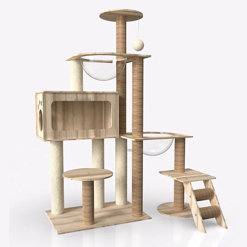 

Sisal Rope Cat Tree Scratching Toy Cat Tower Grinding Paws Cat Scratchers Wear-Resistant Cat Interaction Wooden Pet Accessories