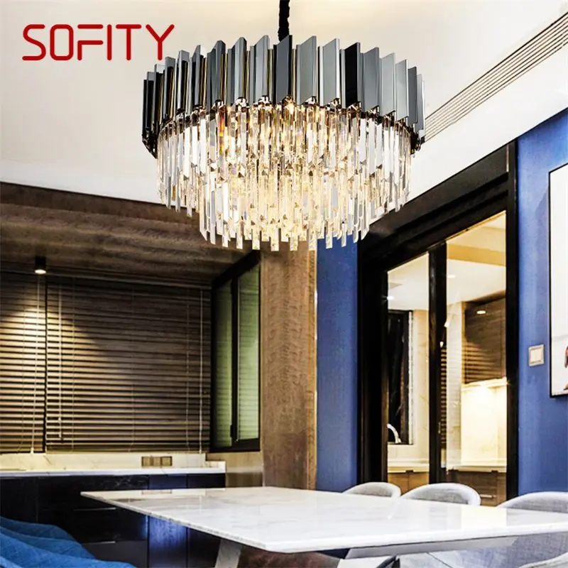 

Подвесной светильник SOFITY в стиле постмодерн, Роскошная лампа с двумя кристаллами для дома, столовой, гостиной