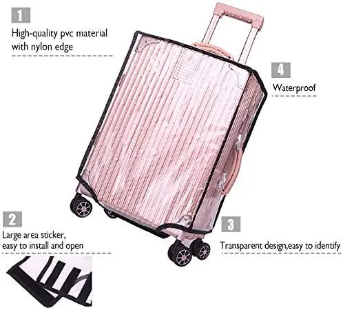 2pcs 28inch Clear PVC Waterproof Suitcase Cover for Travel Luggage