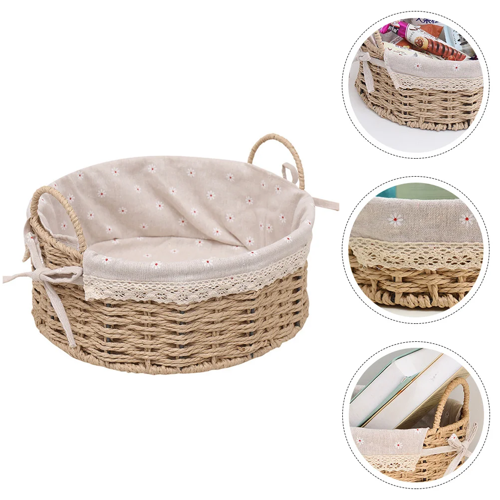 

Basket Woven Storage Makeup Wicker Rattan Small Baskets Bathroom Closet Shelf Box Cube Handwoven Serving