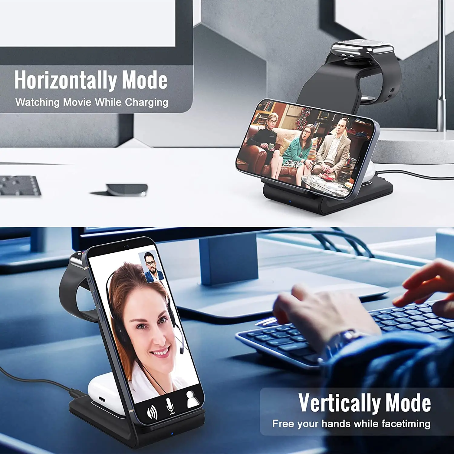 4 in 1 qi wireless charger stand for iphone 12 11 xs xr x 8 13 15w fast charging dock station for apple watch 7 6 se airpods pro free global shipping