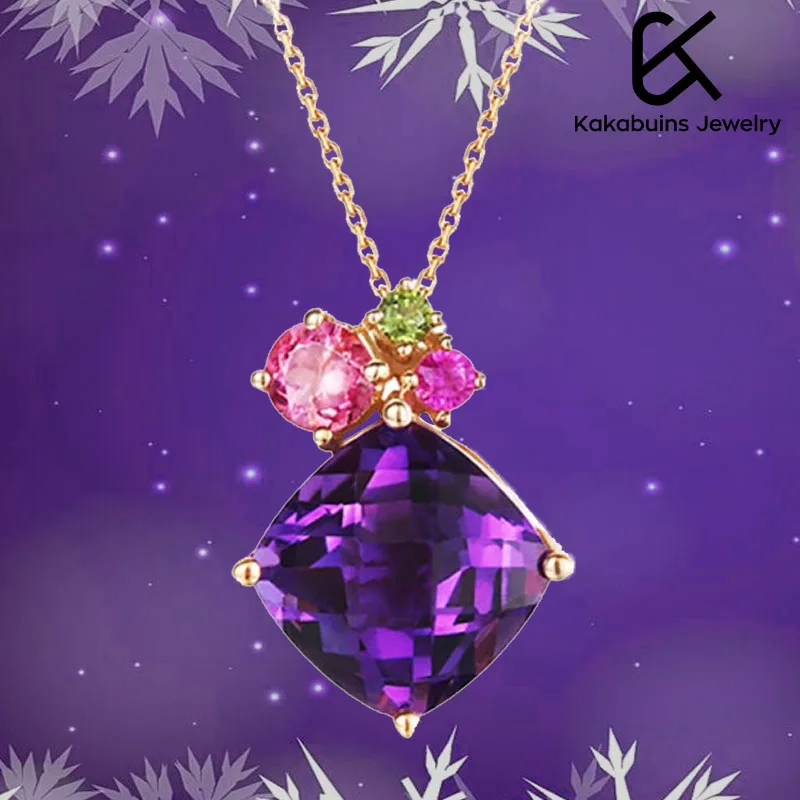 

Imitation Gold-Plated Inlaid Purple Large Zircon Necklace Ladies Fashion Elegant Classic All-Match Pendant High-Quality Jewelry