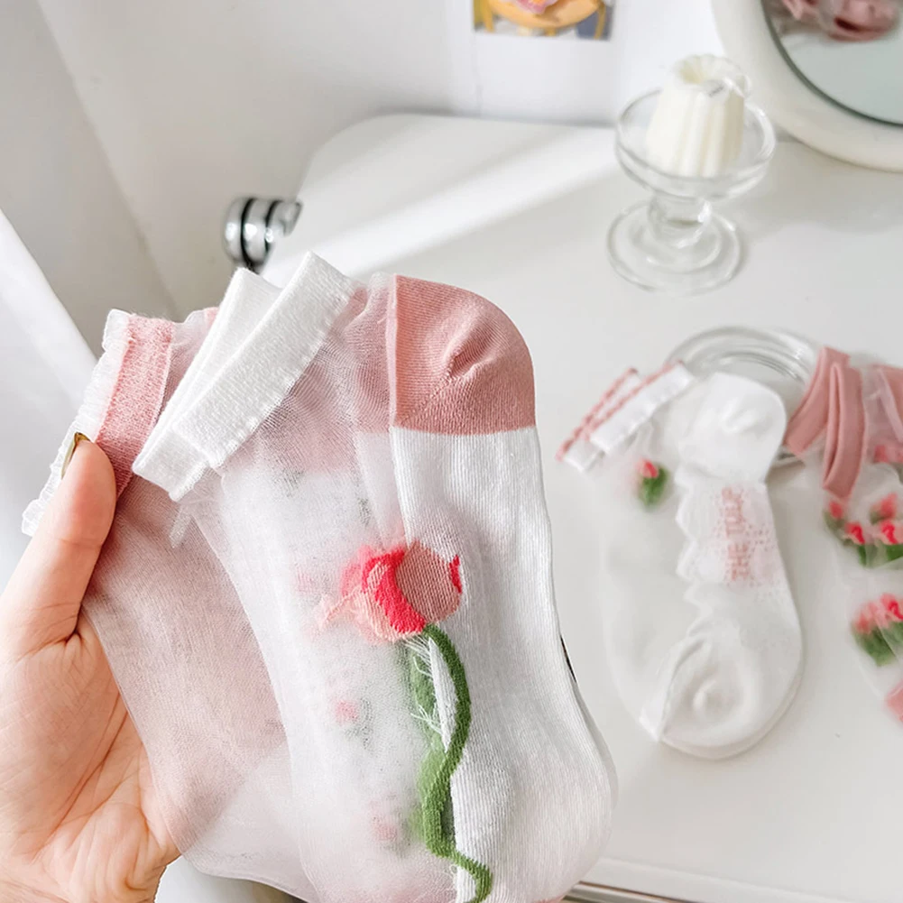 

Women's Flower Socks Summer Women's Transparent Socks Many Pairs of Socks Cute Socks Kawaii Transparent Socks Women