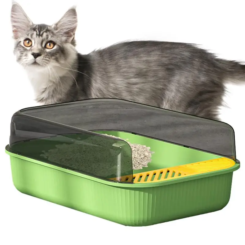 Semi-enclosed Cat Litter Pan Cat Toilet Durable High Side Si