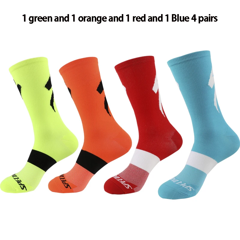 Men Cycling socks 4 pairs/set Sports Team Socks Football Basketball Compression stockings Trail Running bike Equipment Skiing |