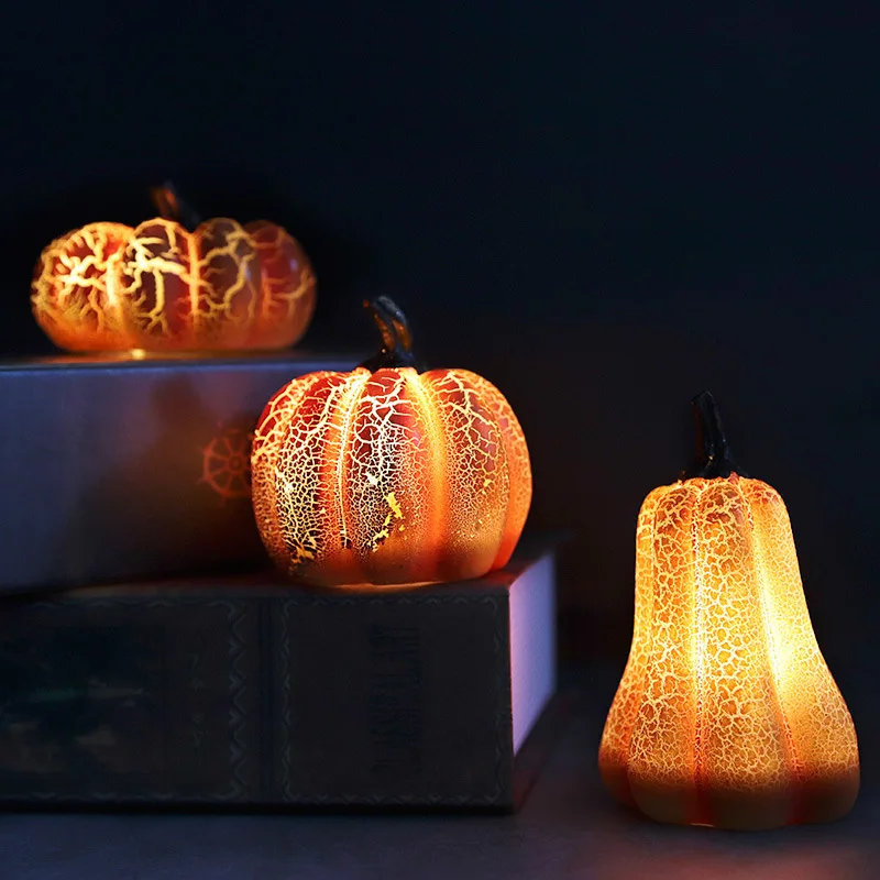 

Halloween Pumpkin Light Resin LED Night Lamp Artificial for Home Bar Outdoor Table Ghost Party Decoration Venue Layout Props