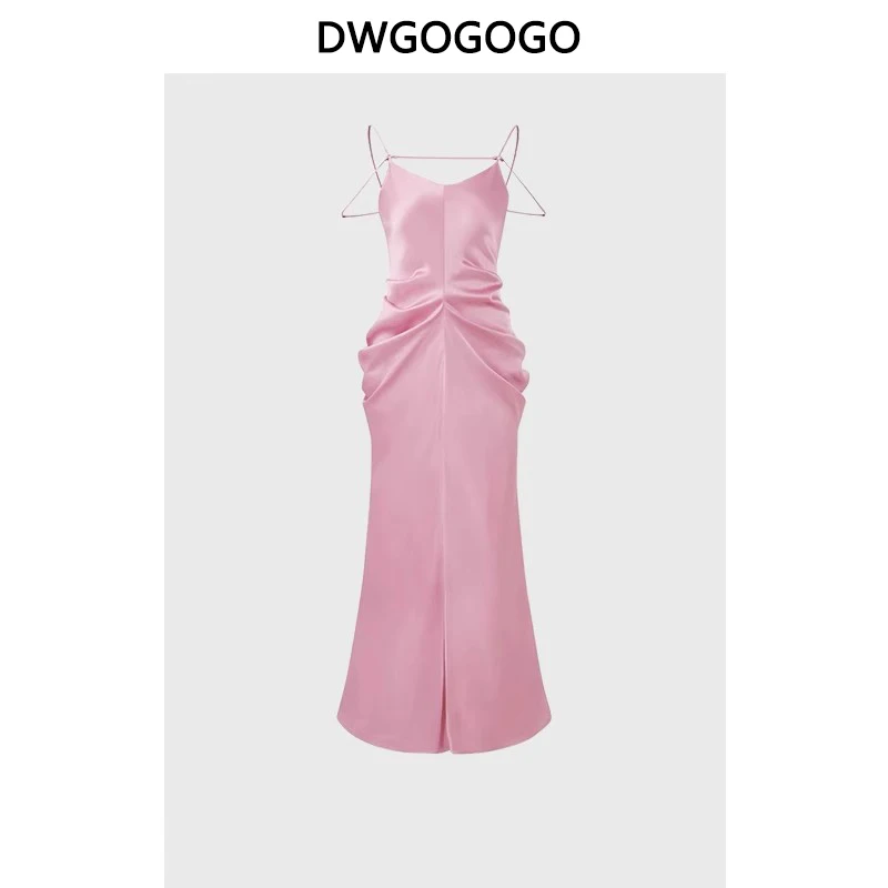 

2023 High Quality Sexy Backless Dress Women Summer Fashion Club Party Long Dress Casual Halter Sleeveless Soft Smooth Dresses