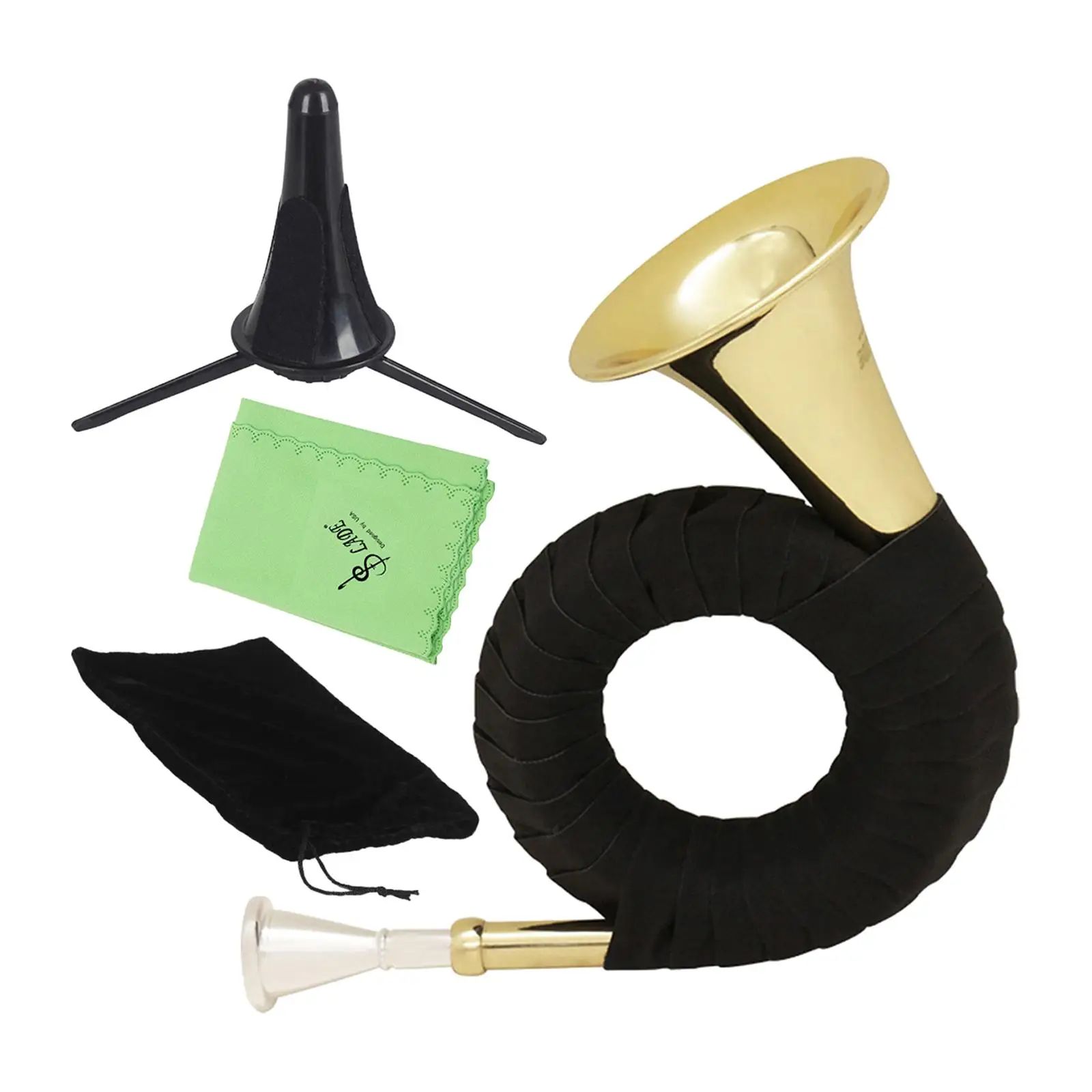 

Brass Hunting Bugle with Velvet Bag BB Standard Bugle for Band Adults Children
