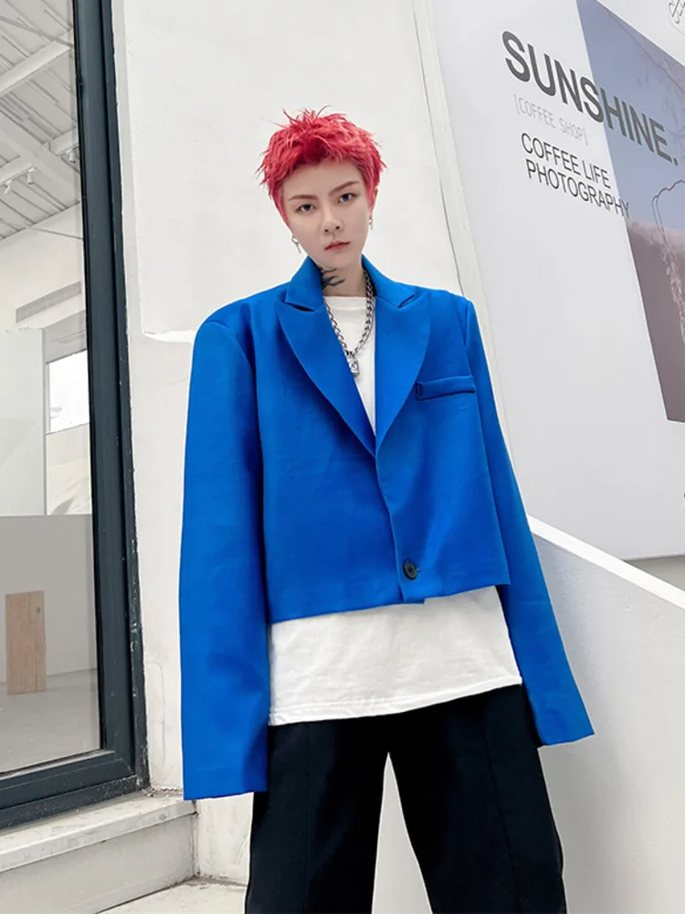 

SYUHGFA Men's Wear Korean Streetwear Fashion Short Style Suit For Men 2022 Autumn Loose Personality Long Sleeve Blazers