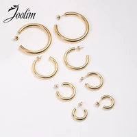 waterproof tarnish free minimalist fashionable simple hippop earrings stainless steel jewelry