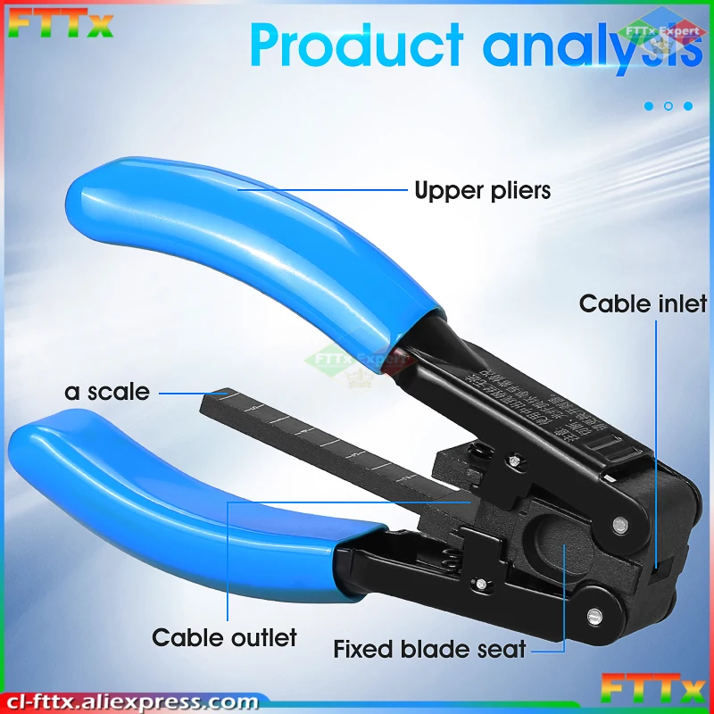 FTTH Optical Fiber Stripping Tool 5G Leather Cable Stripper Pliers 2.1*1.6mm Photoelectric Composite Cable Wire Stripper