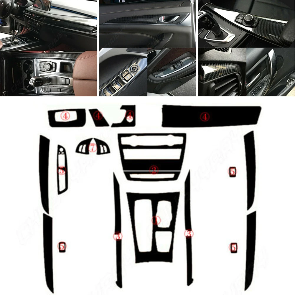 Adesivi per auto in fibra di carbonio 5D copertura interna adesivo per decalcomania guida a destra per BMW X5 E70 2008-2011 2012 2013 accessorio per auto