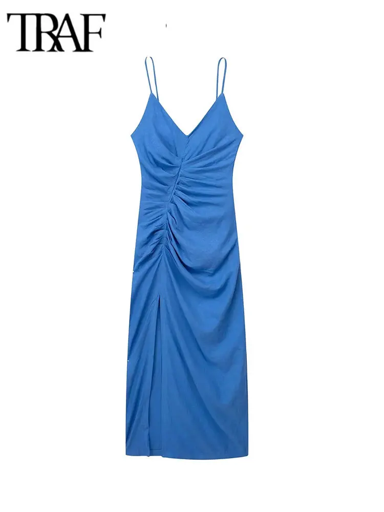 

Платье-комбинация женское с рюшами, с открытой спиной