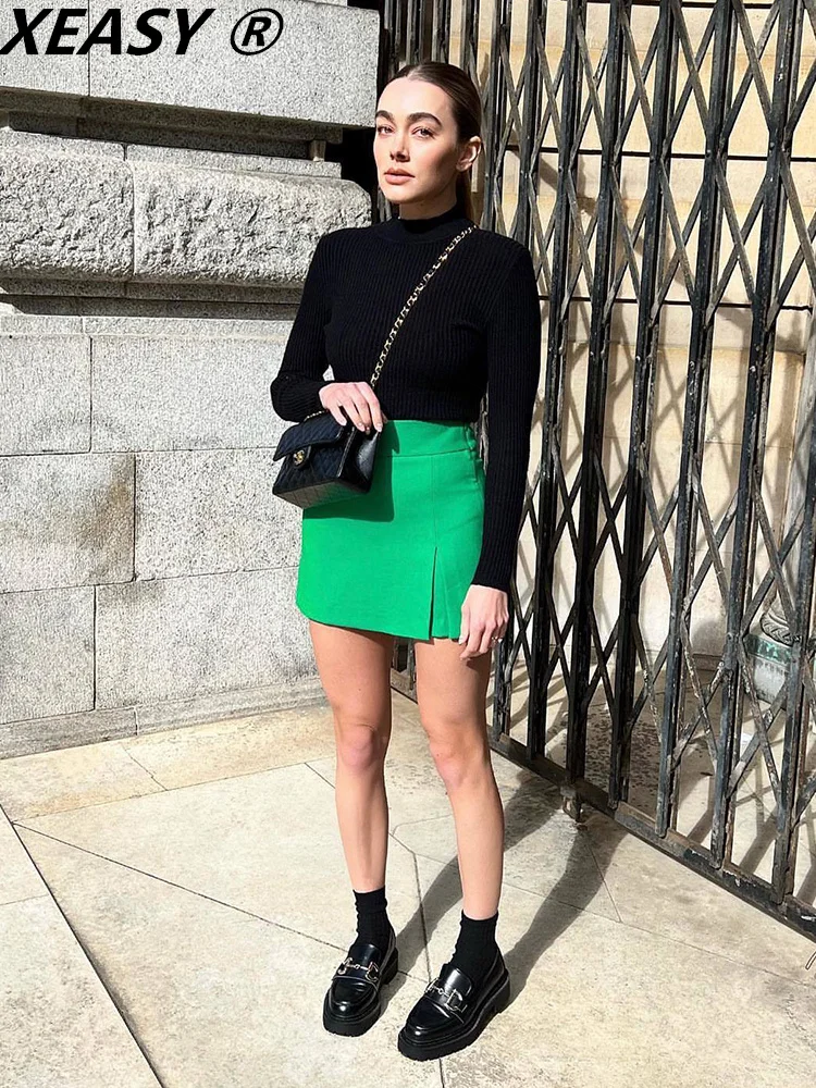 

XEASY Mini Skirts Womens 2022 Summer White Sexy Skirt Short High-Waisted Skirt A Line Casual