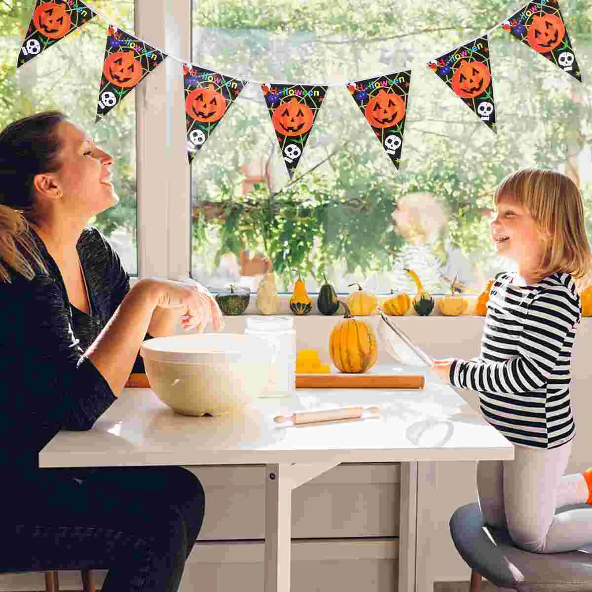 

Banner Party Pennant Decoration Flag Treat Or Trick Paper Bunting Decor Hanging Printing Triangle Supplies Pumpkin
