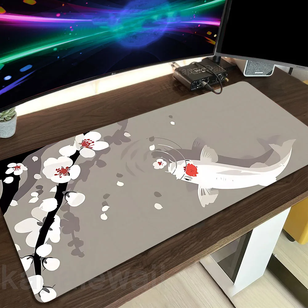 Игровой коврик для мыши мягкий Yin Yang Fish Locke Edge большой японский Koi коврики игровой