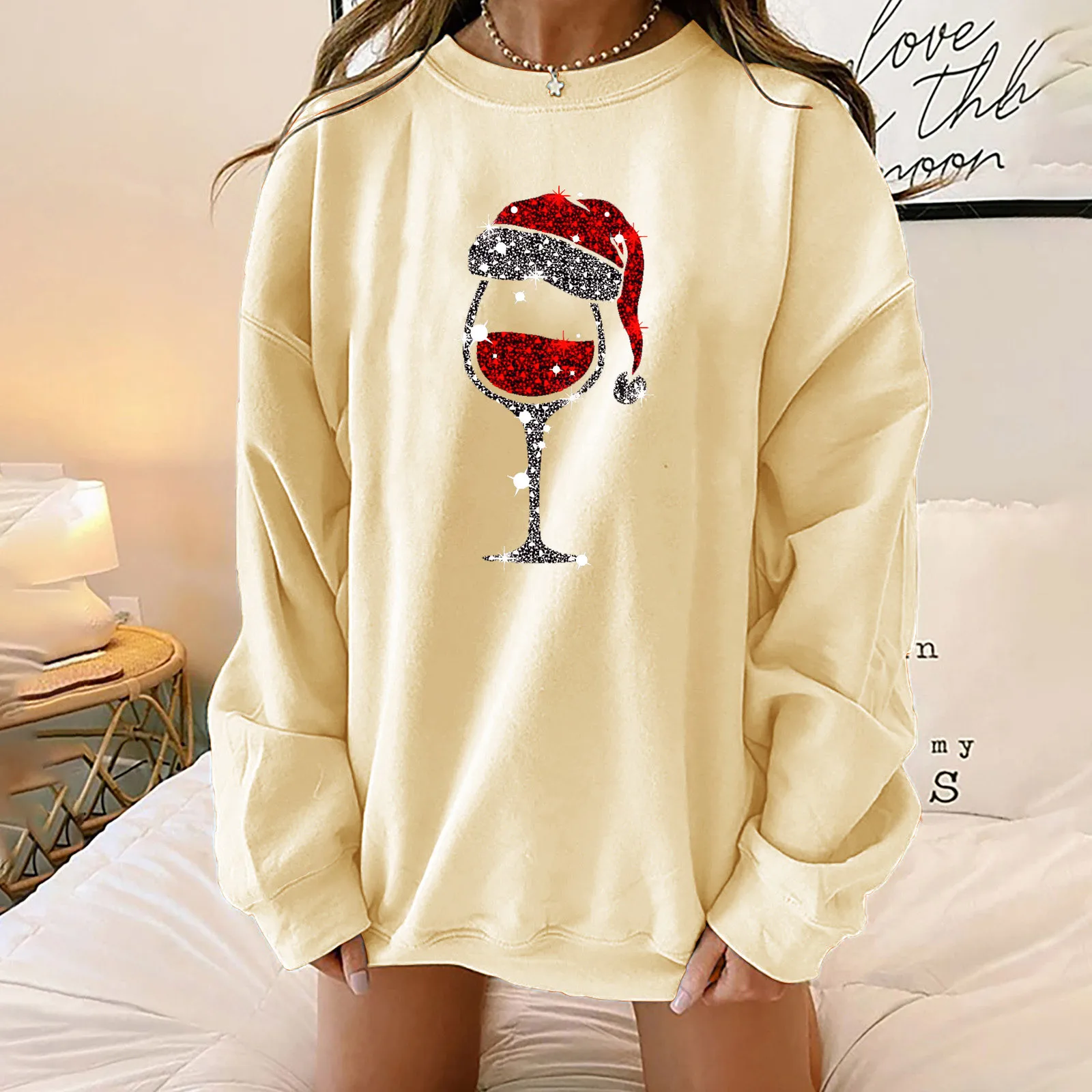 Свободные повседневные женские рождественские толстовки большого размера