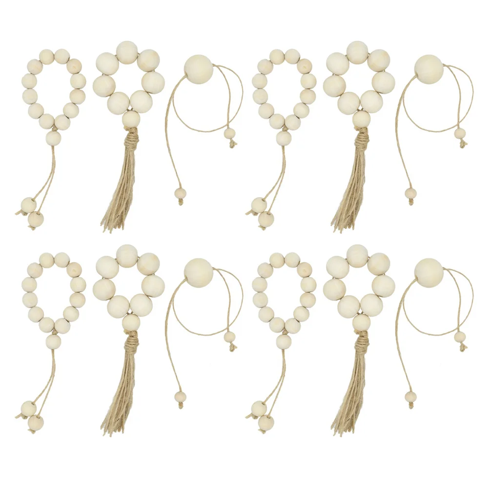 

Napkin Ring Rings Holder Wooden Beads Serviette Bead Wood Beaded Buckle Farmhouse Decorative Buckles Party Tassel Table