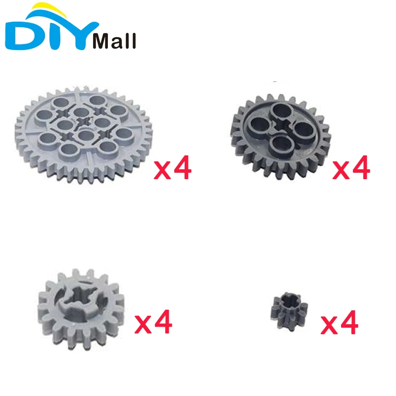 

16Pcs MOC Technical Parts Gear Assortment Kit for Legoeds Building Blocks Brick ( 10928 + 51416 + 3648 + 3649 ) 8 16 24 40 Teeth