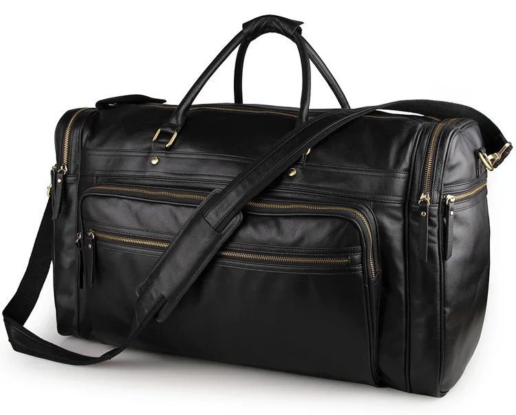 

60cm High Capacity Genuine Leather Travel Bag Duffle Bags Men Male Travelling Hand Luggage Big Size Black Mens Big Weekend Bag