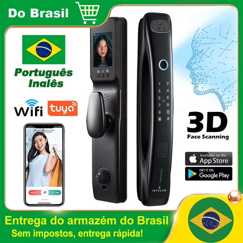

3D Face Real-time Intercom Smart Door Lock Security Face Camera Intelligent Fingerprint Password Biometric Electronic Key Unlock