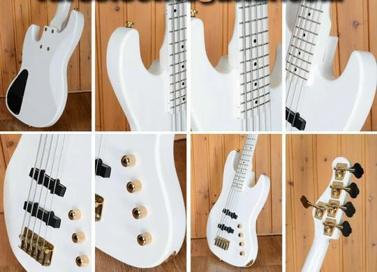 

Custom 4 Strings Bass JJ-4B Larry Graham All White Electric Bass Guitar Ash Body,Maple Neck & 21 Frets Fingerboard,Gold Hardware