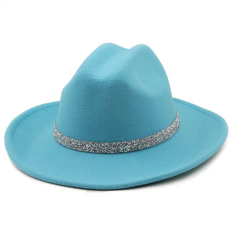 

New Hot Wide Brim Felt Fedora Hats with Bee Ribbon Autumn Winter Wedding Party Trilby Hat Men Gentleman Jazz Hats 56-58cm