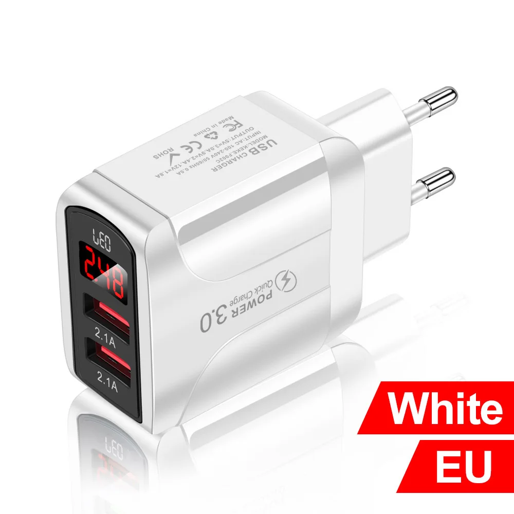 Luxmoc 2.1A Быстрое зарядное устройство со светодиодным дисплеем USB-зарядное для