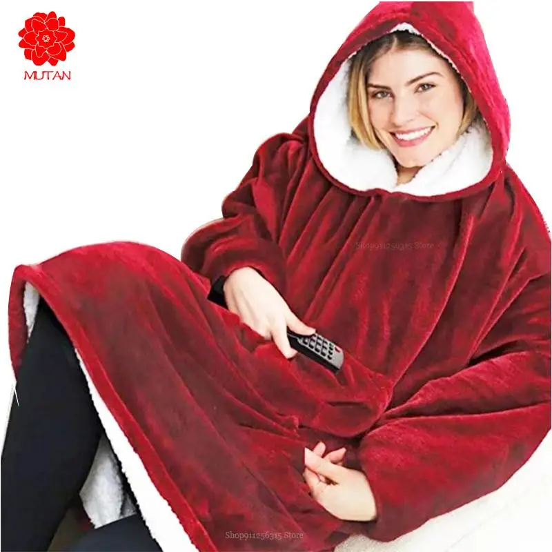 

Фланелевое Одеяло для телевизора, удобные флисовые теплые толстовки, банный халат, уличная Толстовка С Карманами, одеяла из шерпы для взрос...