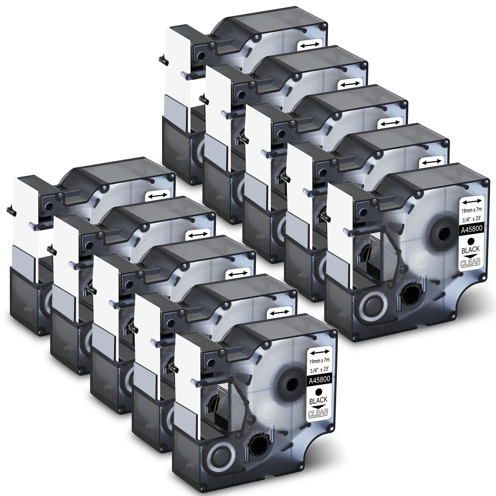 10PK черная на прозрачной ламинированной этикетке лента совместимая с Dymo 45800 19 мм D1