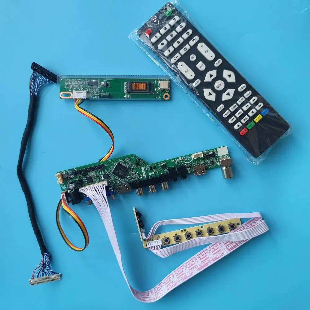 

Kit For LP141WX1 30Pin 14.1" 1CCFL 60HZ 1280x800 TV controller board LCD panel LVDS VGA AV USB RF Remote+Inverter+keyboard