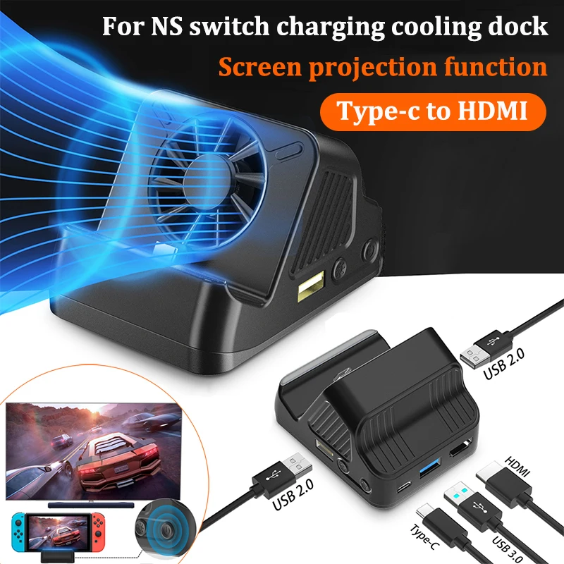 

For Nintendo Switch / OLED charging cooling base stand dock 4K Projection screen type-c to HDMI port for NS switch Host bracket