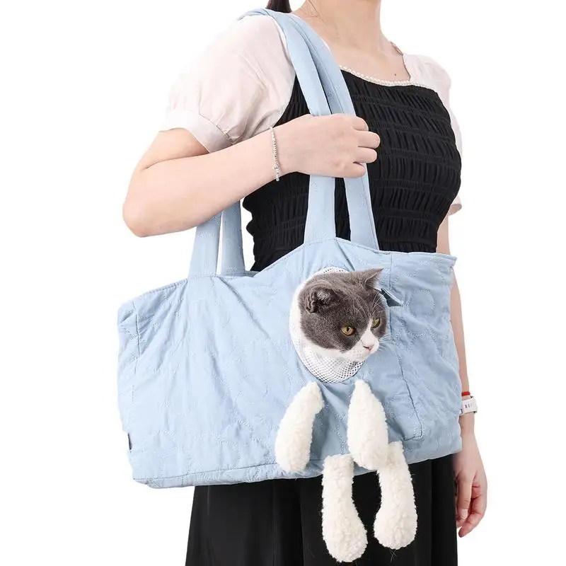 

Портативная переноска для кошек, удобная переноска с ручками для собак и кошек, мягкая Дорожная сумка на ремне через плечо с широкими лямками