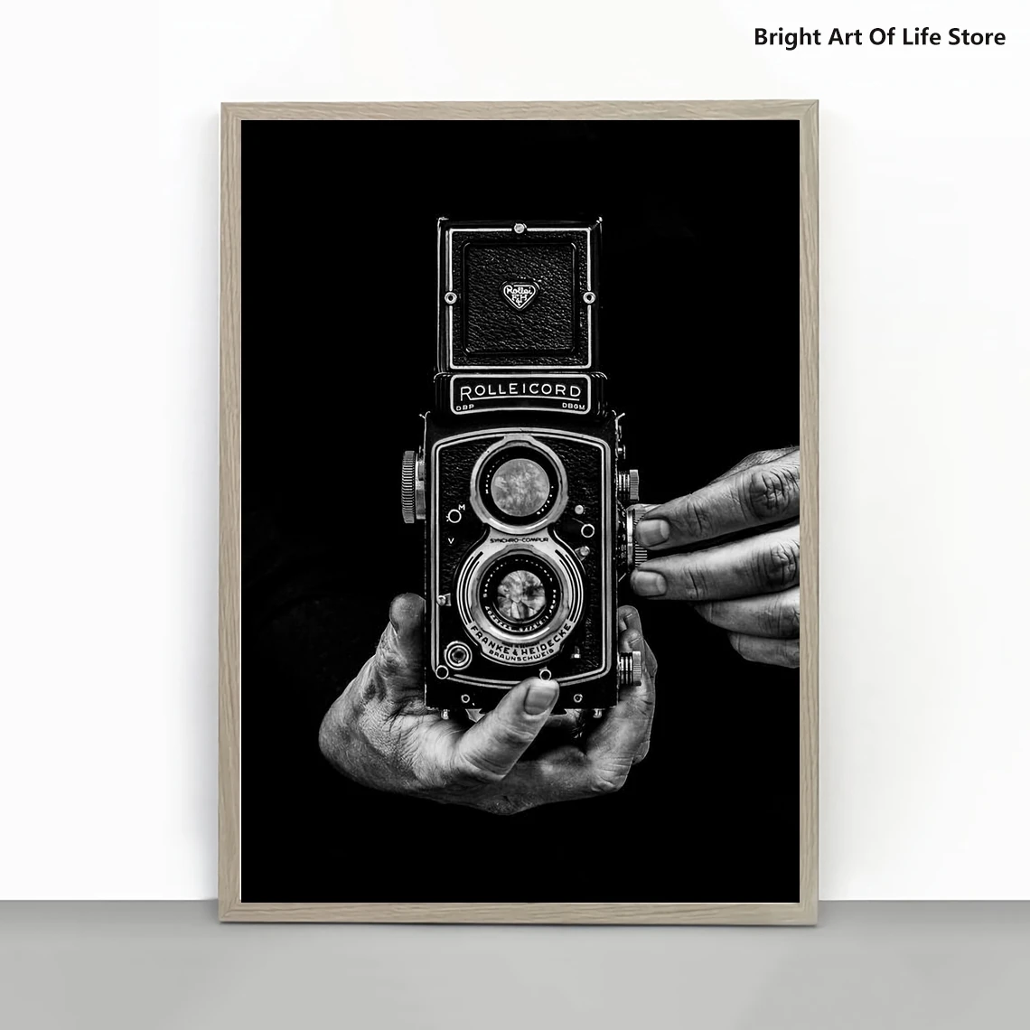 

Cameraman with Tattoos Poster Black & White High Quality Print, Retro Vintage Art Photography Picture, Home Décor Wall Art
