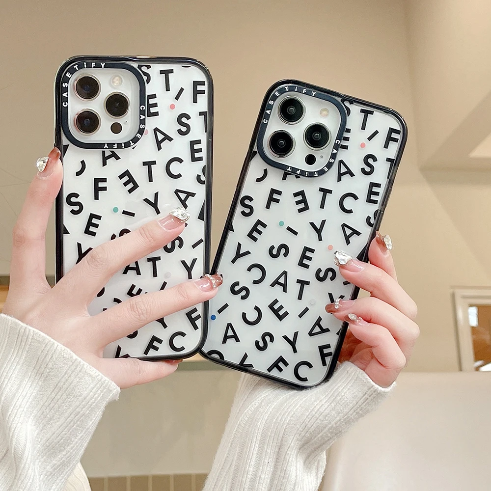

Full Screen Fashion Letters Phone Case for Iphone 11 12 13 14 Pro Max Plus Transparent Hard Shell Anti-fall-Casetify