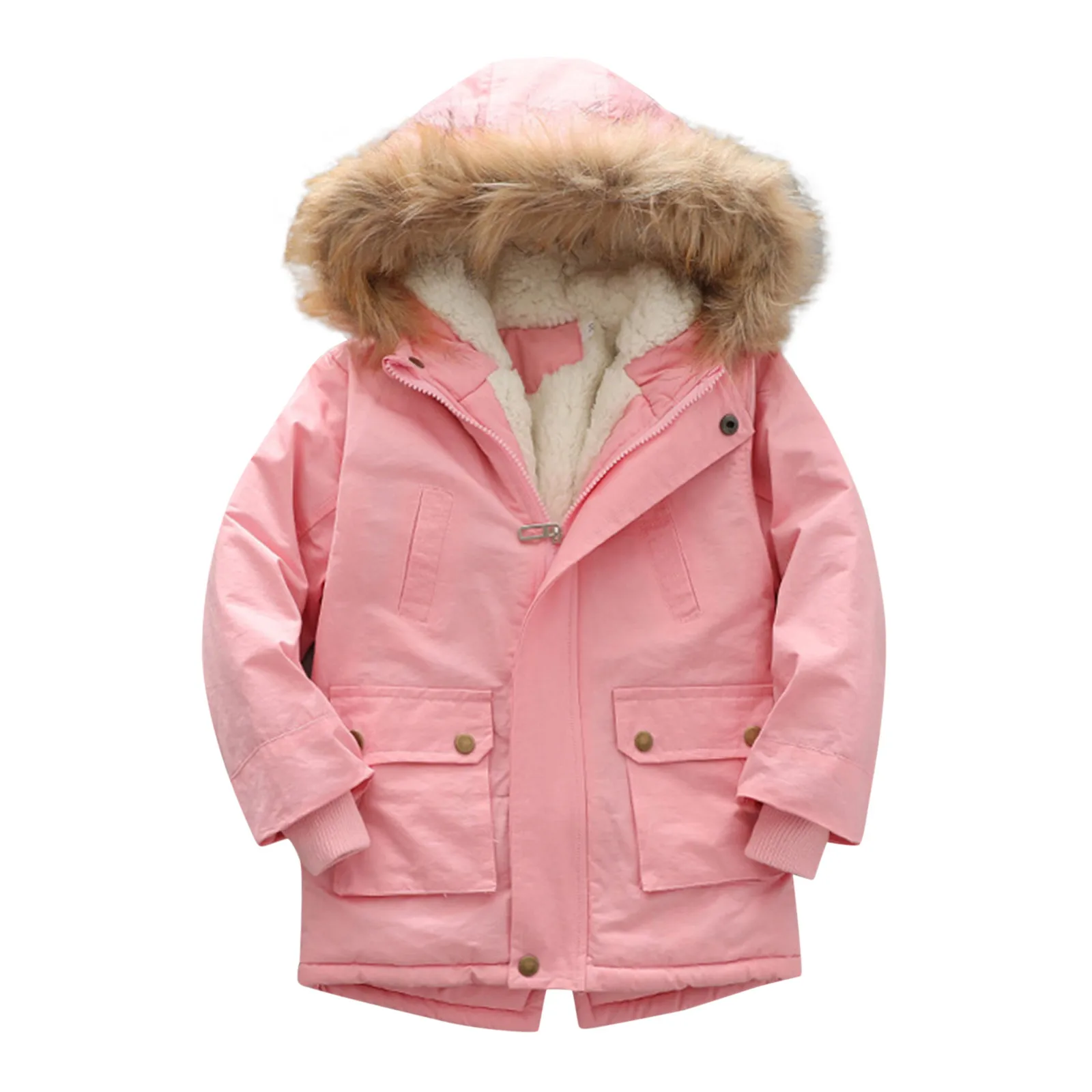 

Outerwear Water-proof Hooded Kids Par-ka Thick Winter Winter Pu-ffer Lined Fleece Jacket Coat Boy's Boys Jackets for Winter