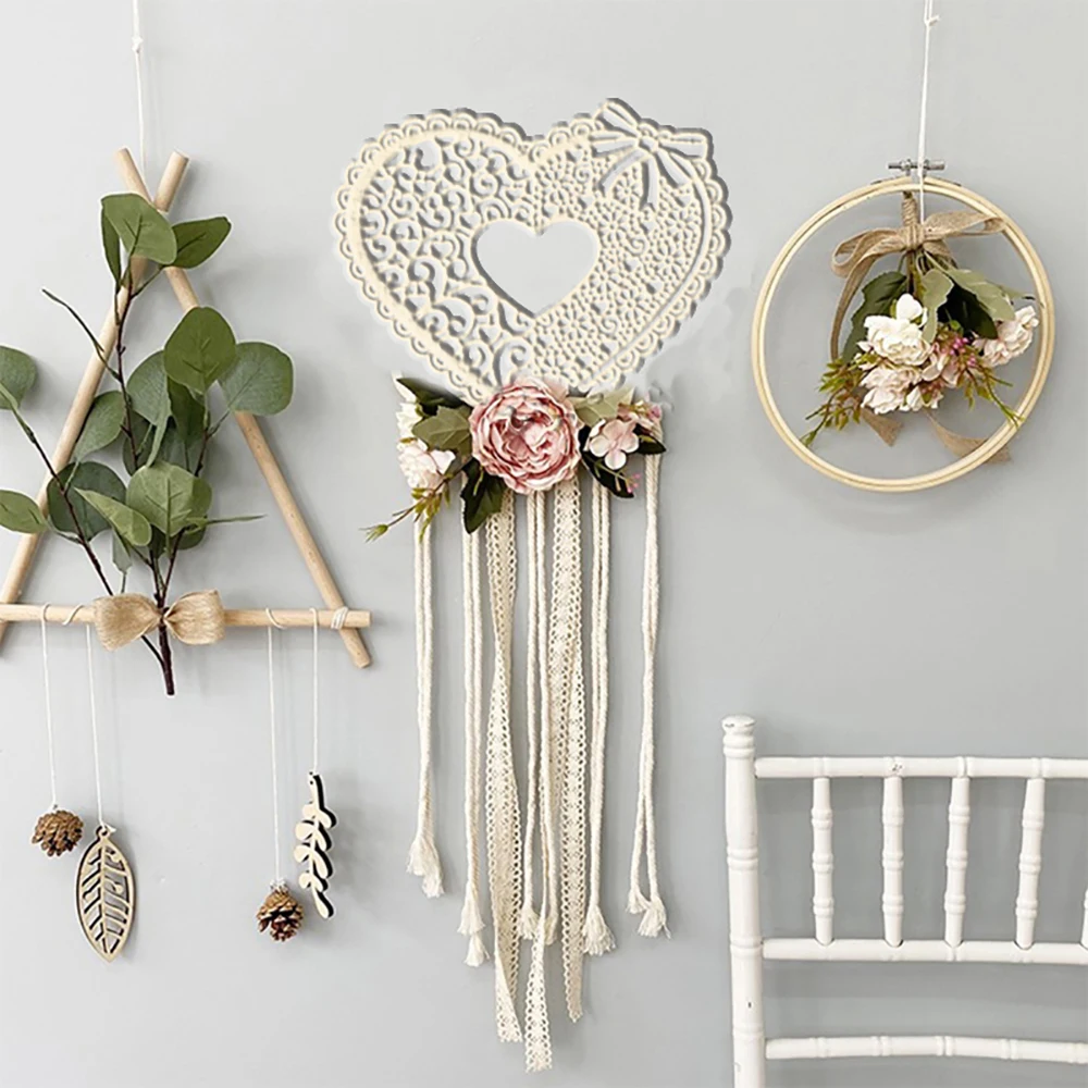 

New heart-shaped wood chip decorative wall decoration pendant Outdoor small fresh room decoration gift home decoration