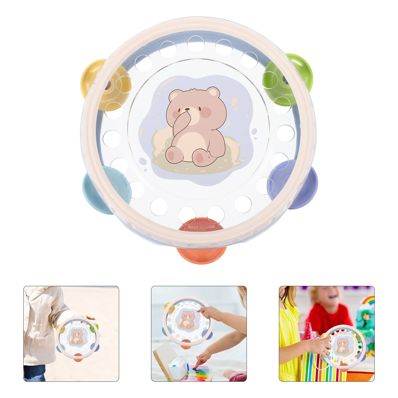 

Tambourine Kids Cartoon Pattern Tambourine Hand Held Drum Musical Instrument Drum