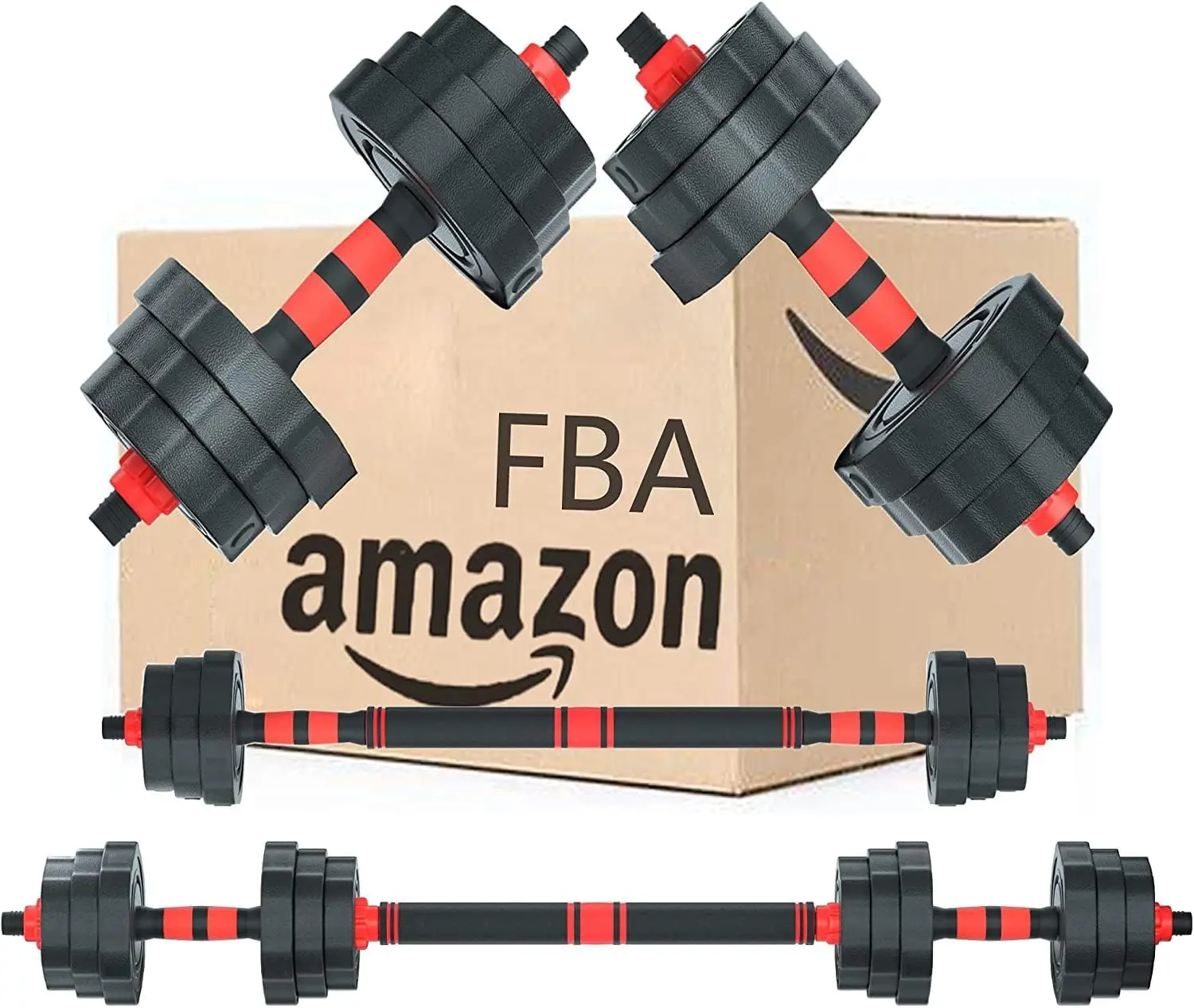 

Adjustable Dumbbells Barbell Set, 55LB Free Weights Barbells Set, Dumbbell Combination Weightlifting 3 in 1 Fitness Equipment wi