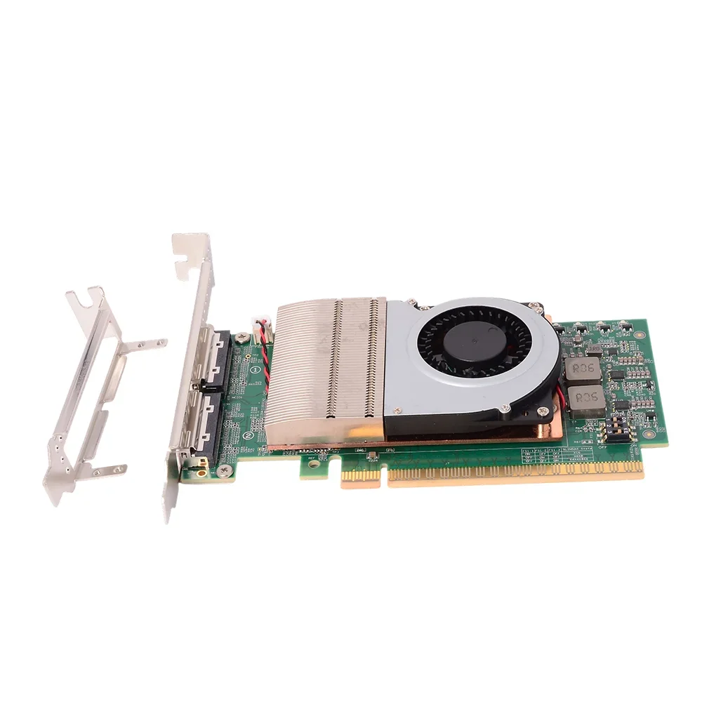 Фото Карта-ретаймер 2U PCIe Gen5.0 MCIO X16/X8/для видеокарт/SSD, внешняя карта-ретаймер MCIO 8i PCIe 5.0, карта расширения для GPU/жестких дисков, 32GT/s №2