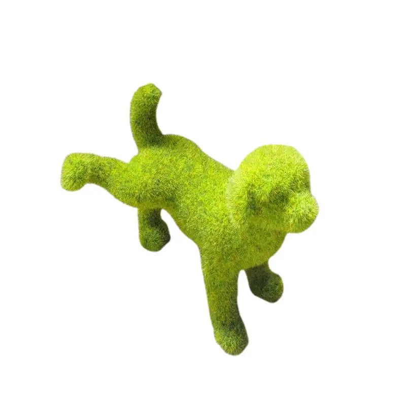 

Artificial Flocked Animals Green Fuzzy Flocked Moss Puppy Figurine Decor Animal Flocking Ornament For Plants Patio Garden Home