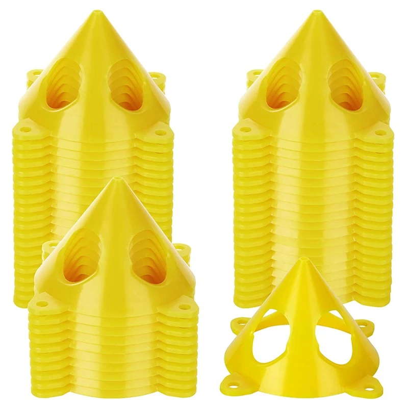 

50 PCS Yellow Cone Canvas And Cabinet Door Risers, 3.5Inch X 2Inch Pyramid Stands, Acrylic Painting Support Stands