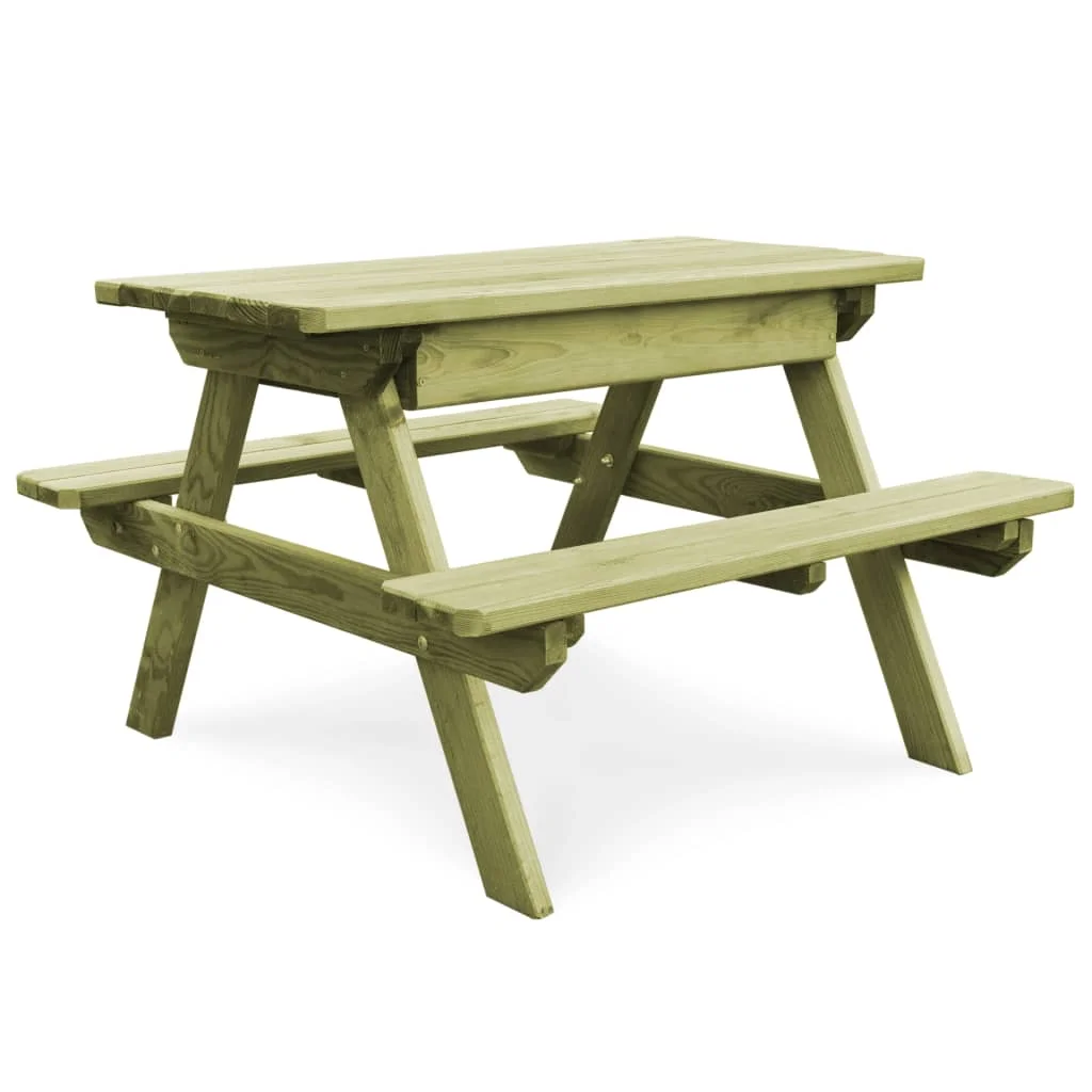 

Garden Picnic Table with Benches, Impregnated Pinewood Outdoor Table , Patio Furniture 90x90x58 cm